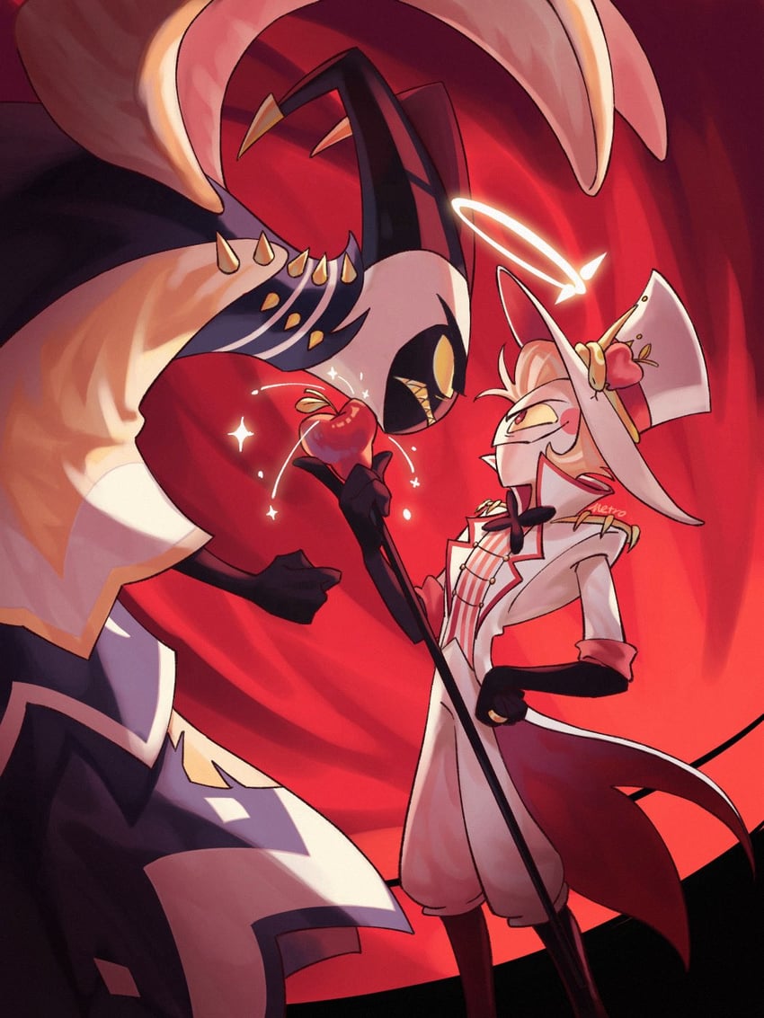 lucifer morningstar and adam (hazbin hotel) drawn by metro_exe