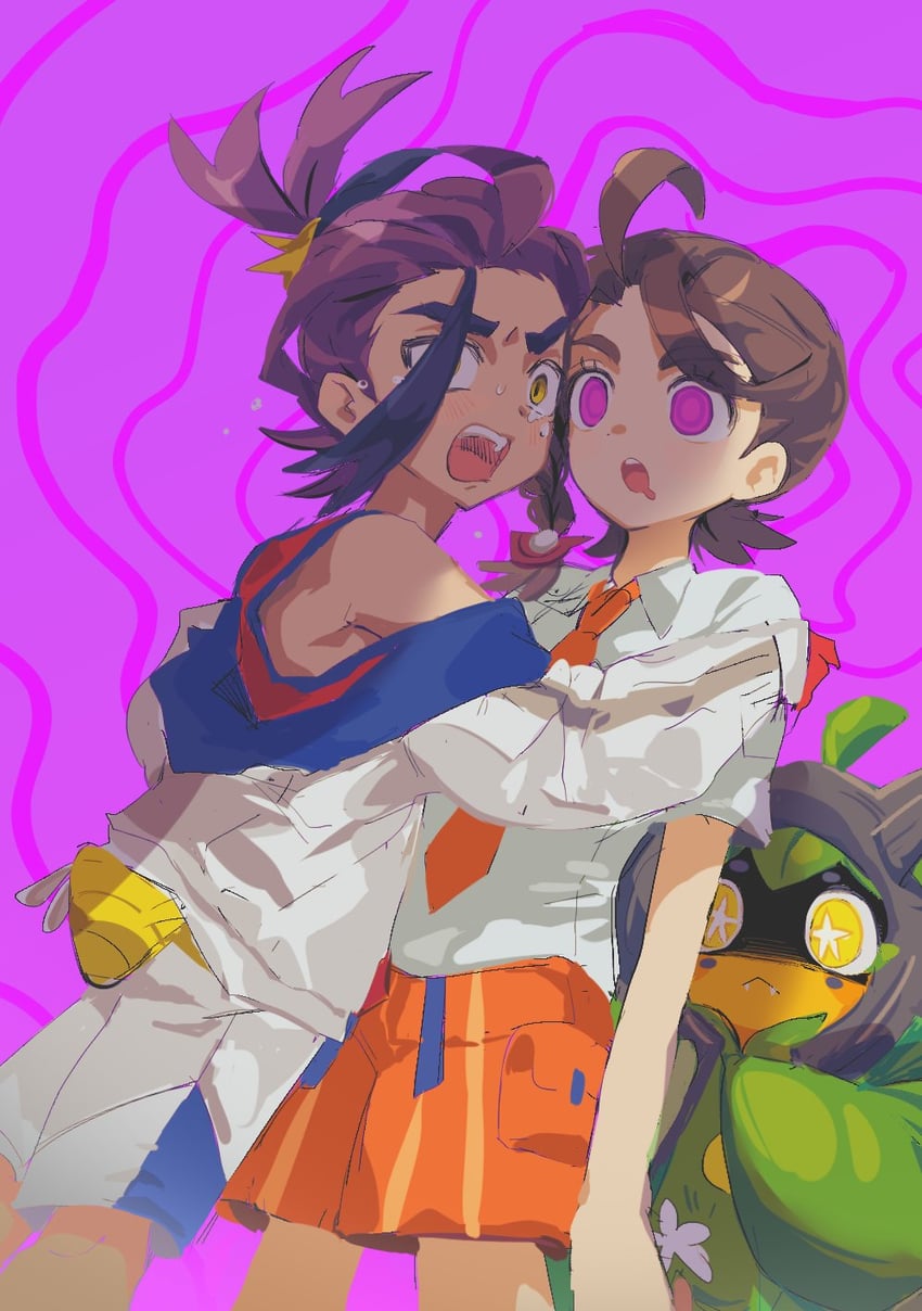 kieran, juliana, and ogerpon (pokemon and 1 more) drawn by pon1pon1o