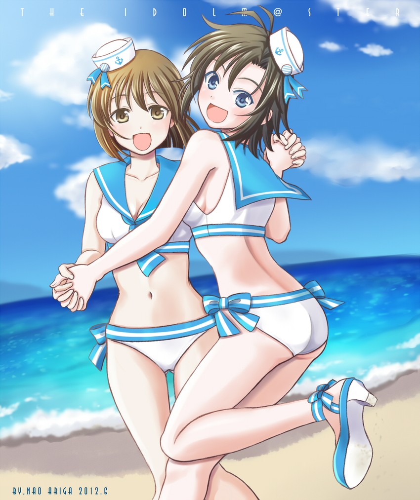 kikuchi makoto and hagiwara yukiho (idolmaster and 1 more) drawn by ariga_nao