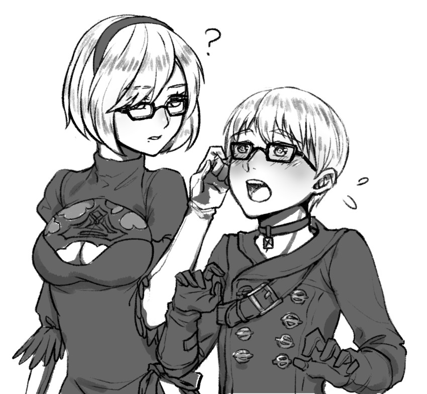 2b and 9s (nier and 1 more) drawn by aesice