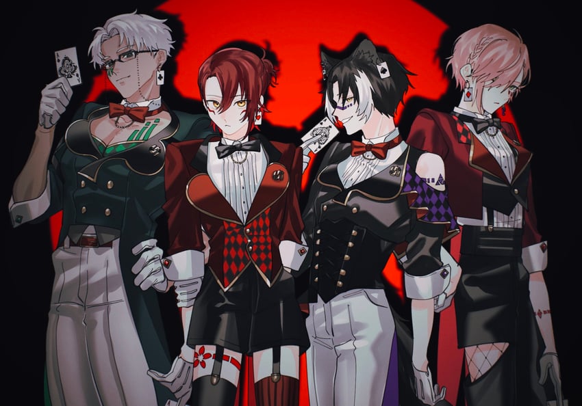 kageyama shien, hanasaki miyabi, rikka, and arurandeisu (holostars) drawn by momiage_40