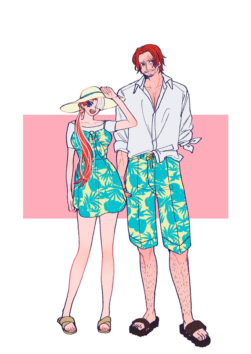 uta and shanks (one piece and 1 more) drawn by heart_blody