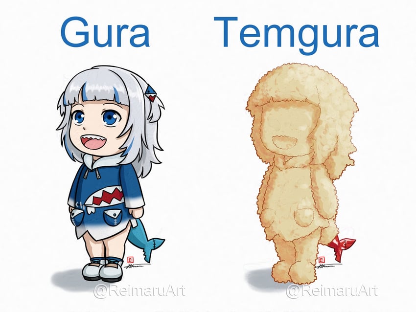 gawr gura (hololive and 1 more) drawn by reikamaru