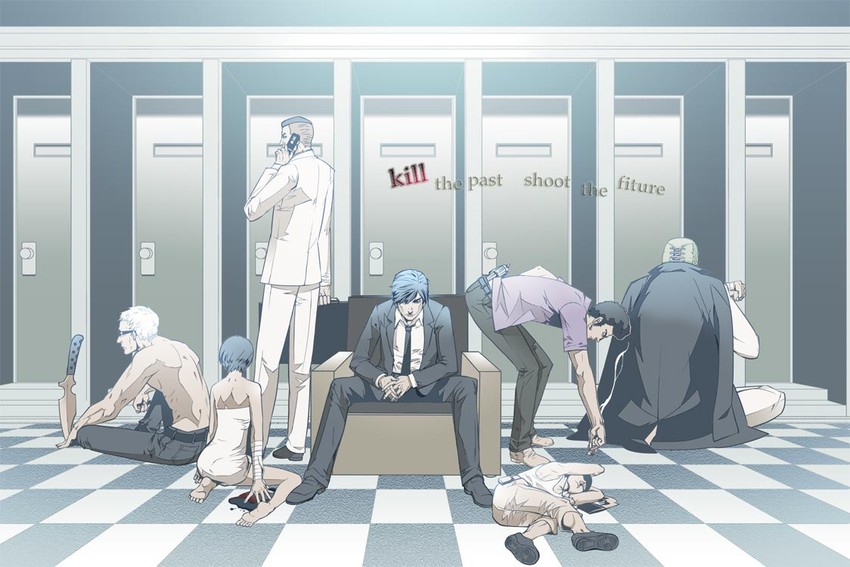 dan smith, kaede smith, mask de smith, con smith, garcian smith, and 2 more (killer7) drawn by komaq