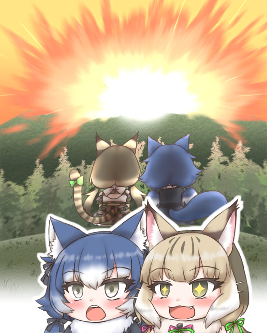dire wolf and jungle cat (kemono friends and 2 more) drawn by mabuta_(mbt)