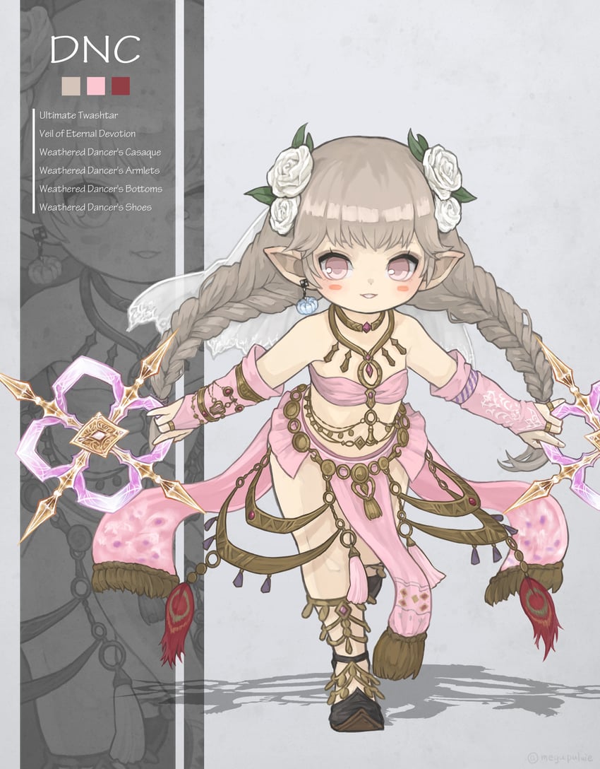 warrior of light and dancer (final fantasy and 1 more) drawn by puluie