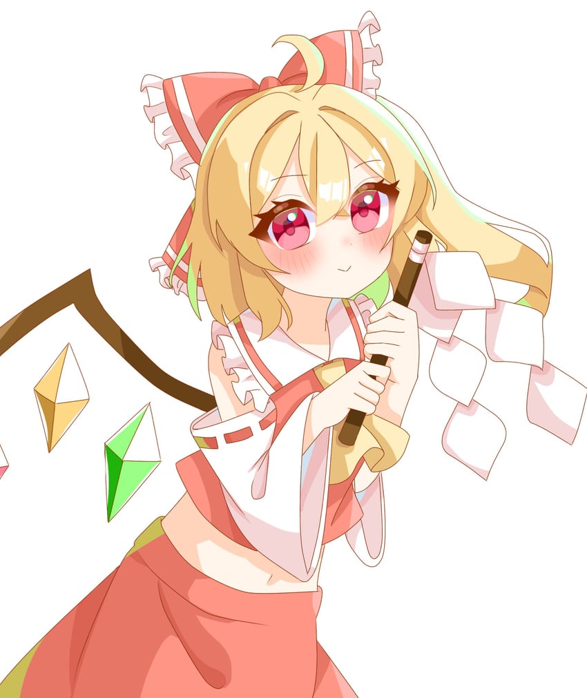 hakurei reimu and flandre scarlet (touhou) drawn by ponde_a_313