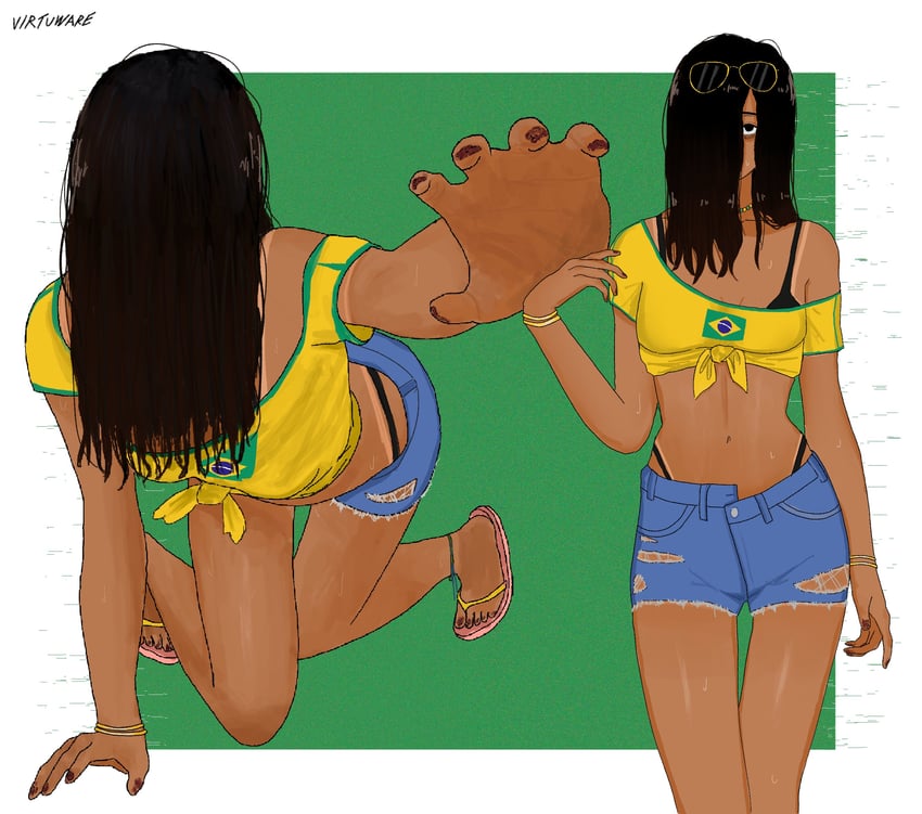 hatsune miku, brazilian miku, yamamura sadako, and brazilian sadako (vocaloid and 1 more) drawn by virtuware