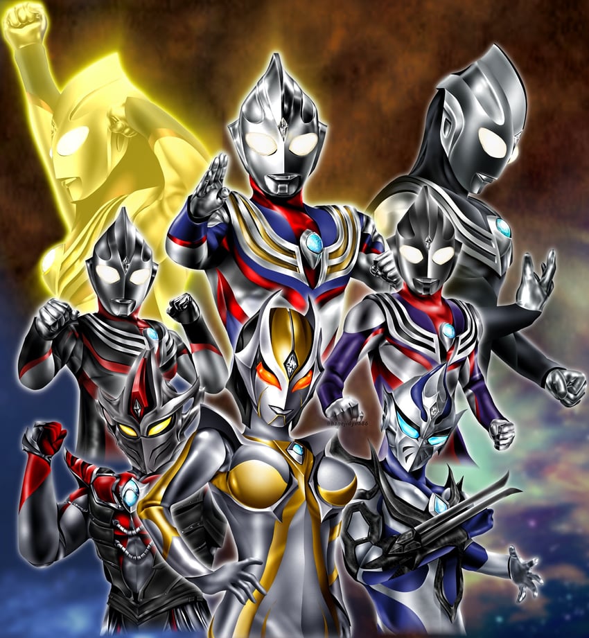 ultraman tiga, camearra, hudra, and darramb (ultra series and 2 more) drawn by hanejidyna86