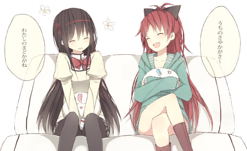 akemi homura and sakura kyoko (mahou shoujo madoka magica) drawn by meet_neet