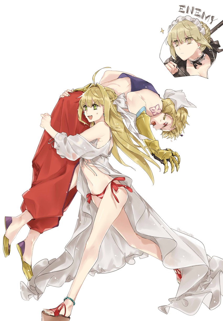 artoria pendragon, nero claudius, saber alter, and gilgamesh (fate and 1 more) drawn by 88_(einnimnech)