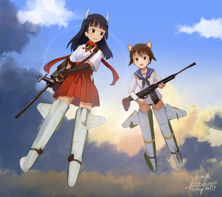 miyafuji yoshika and anabuki tomoko (world witches series and 2 more) drawn by kanokoga