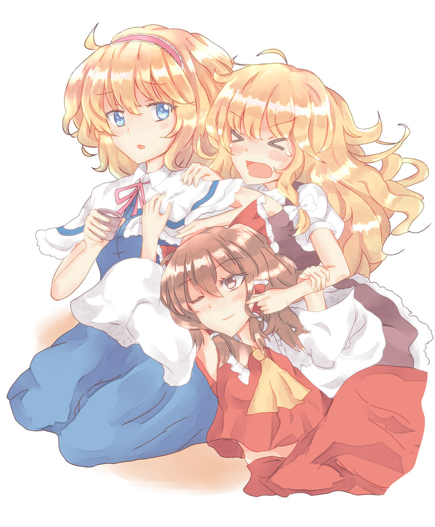 hakurei reimu, kirisame marisa, and alice margatroid (touhou) drawn by acoco
