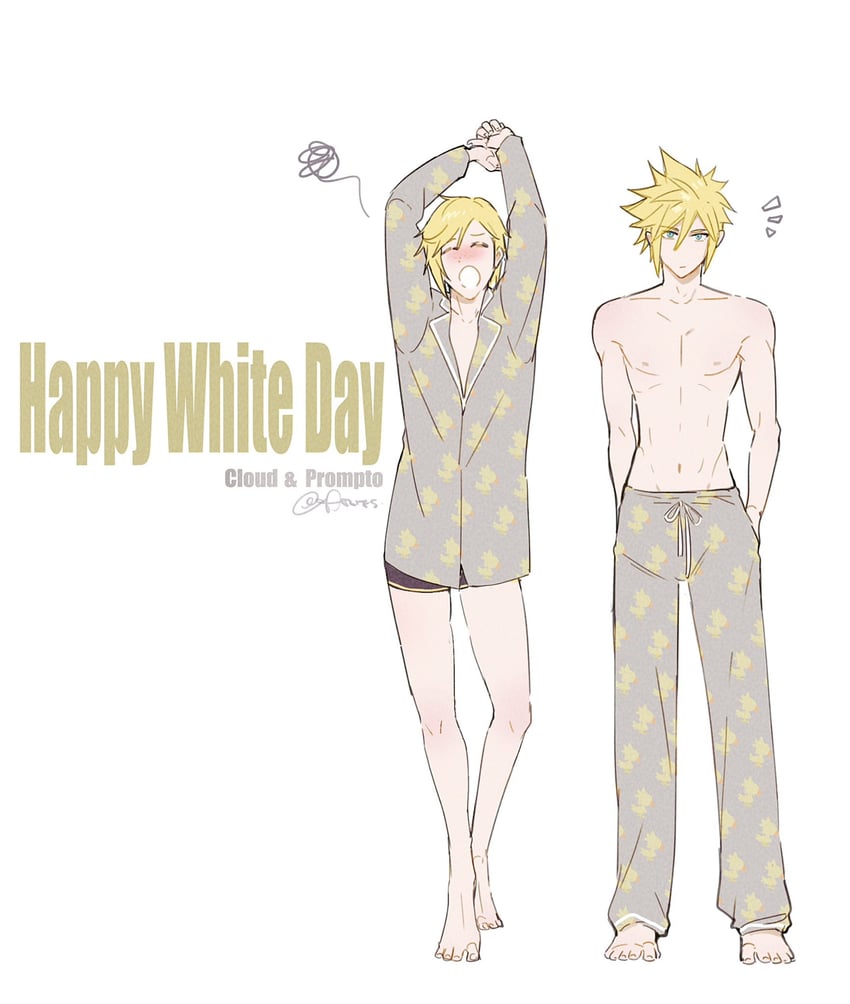 cloud strife and prompto argentum (final fantasy and 2 more) drawn by aries20770321