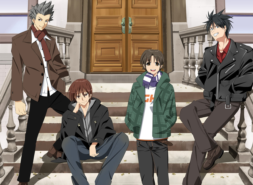 naoe riki, natsume kyousuke, inohara masato, and miyazawa kengo (little busters!) drawn by k3_(dolphin_brain)
