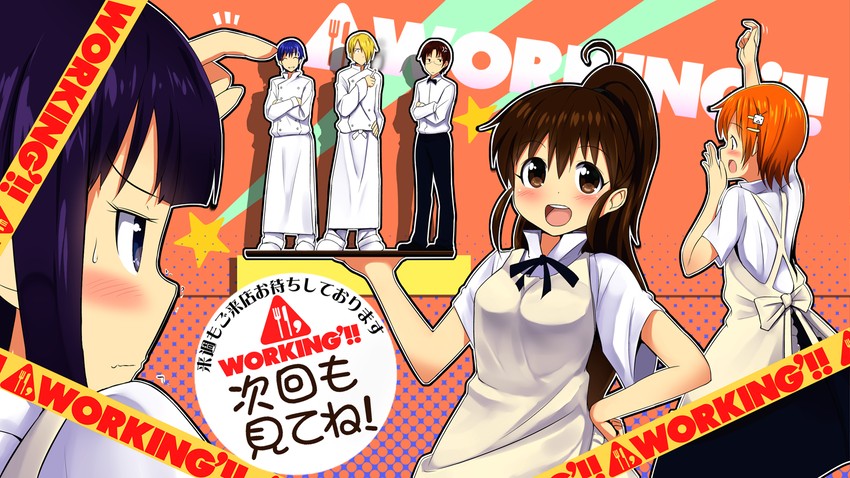 taneshima popura, inami mahiru, yamada aoi, satou jun, takanashi souta, and 1 more (working!!) drawn by masamuuu