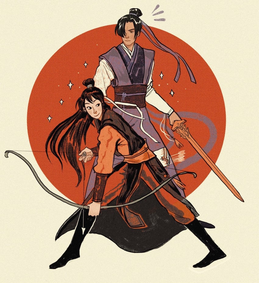 wei wuxian and jiang cheng (modao zushi) drawn by yaroslava_murashko