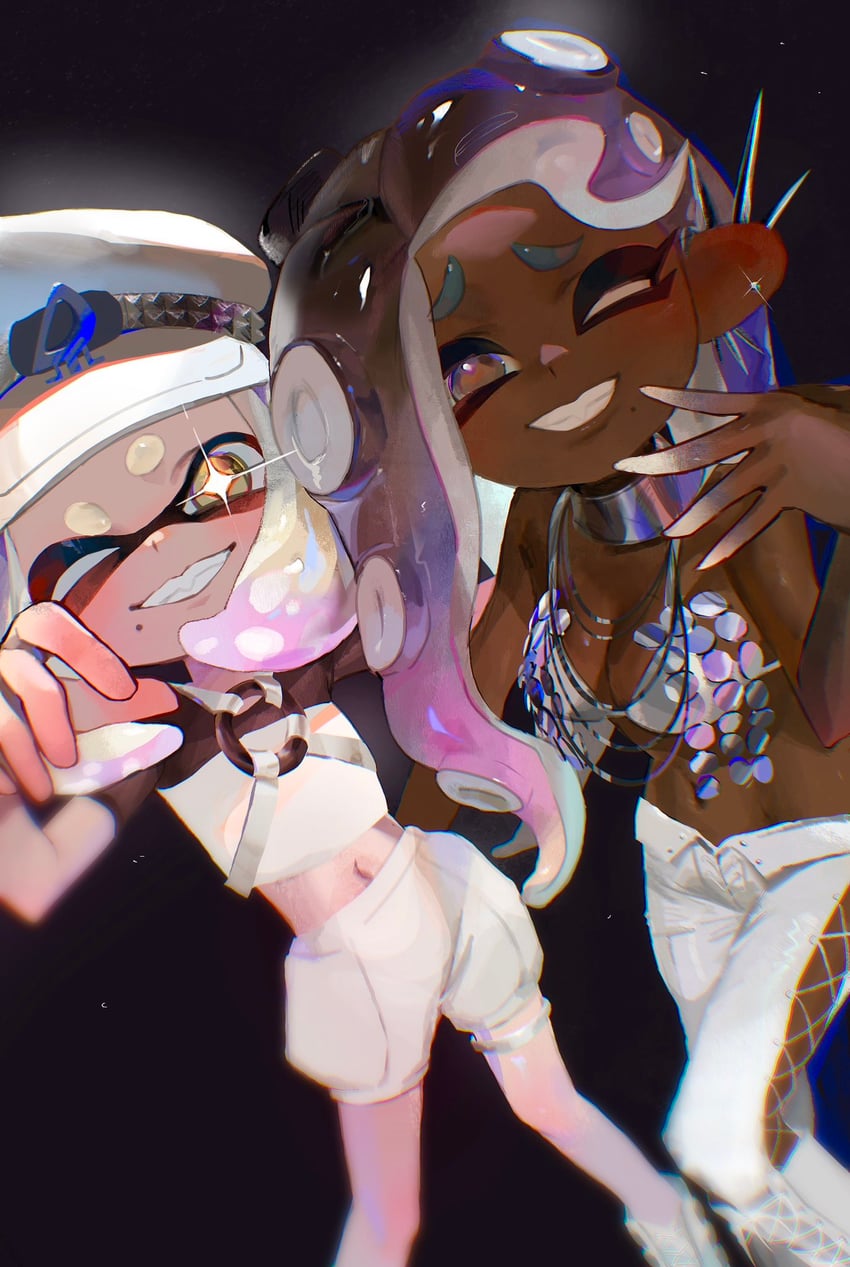marina and pearl (splatoon and 1 more) drawn by isekaijin_1224
