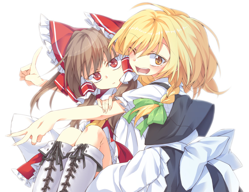 hakurei reimu and kirisame marisa (touhou) drawn by ina_(inadahime)