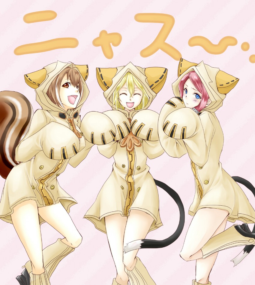 makoto nanaya, noel vermillion, taokaka, and tsubaki yayoi (blazblue) drawn by kanade_(reveryearth)