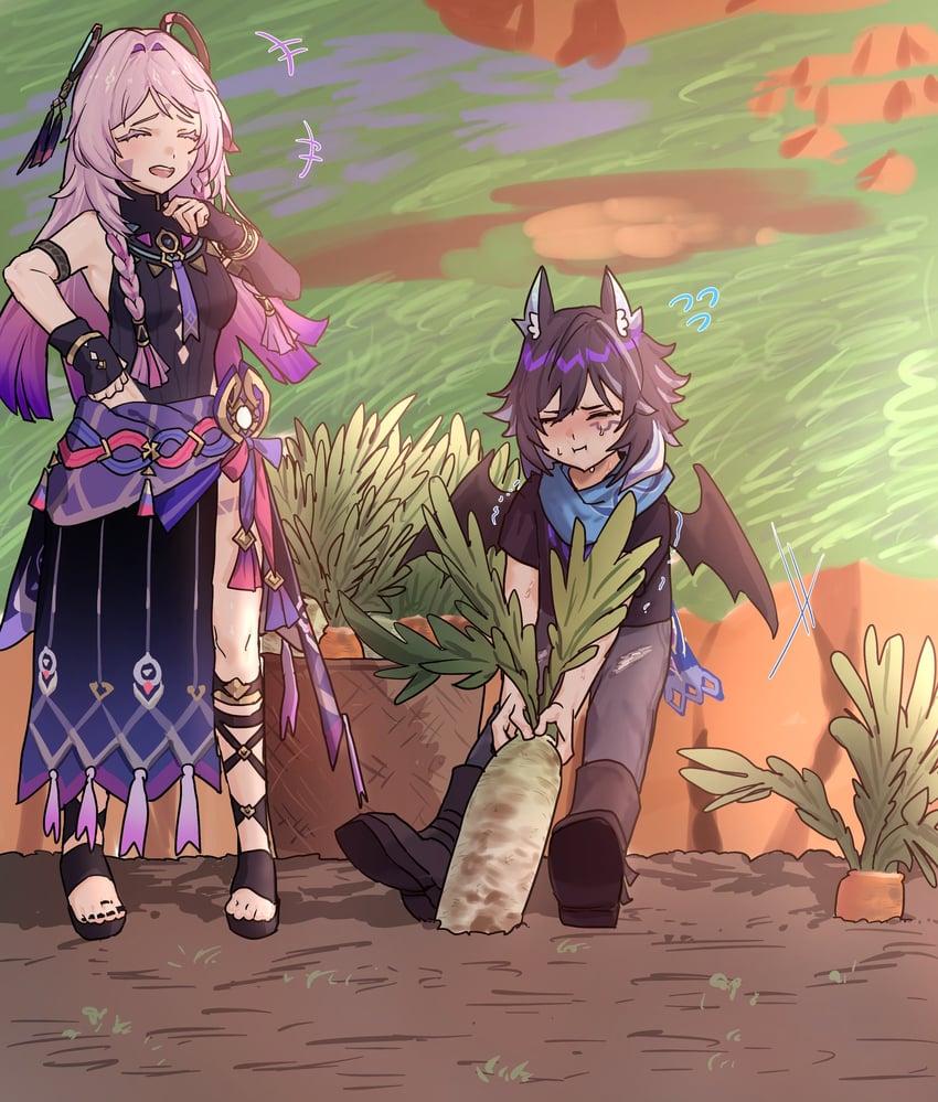 citlali and ororon (genshin impact) drawn by syubbing1