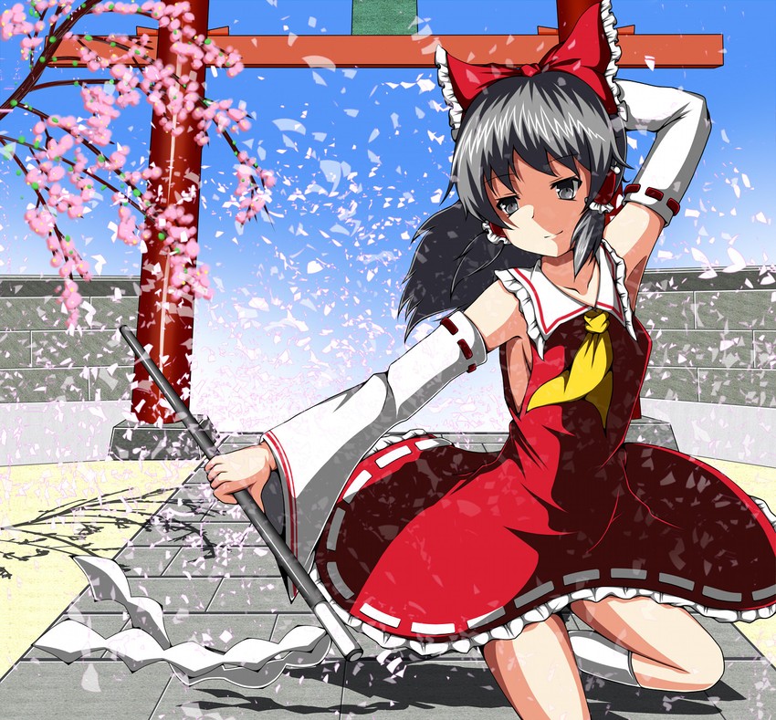 hakurei reimu (touhou) drawn by iron_(airon)