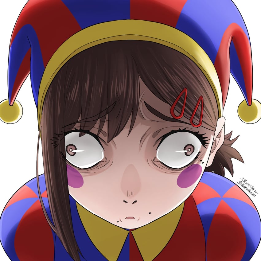 higashiyama kobeni and pomni (chainsaw man and 1 more) drawn by dismaiden