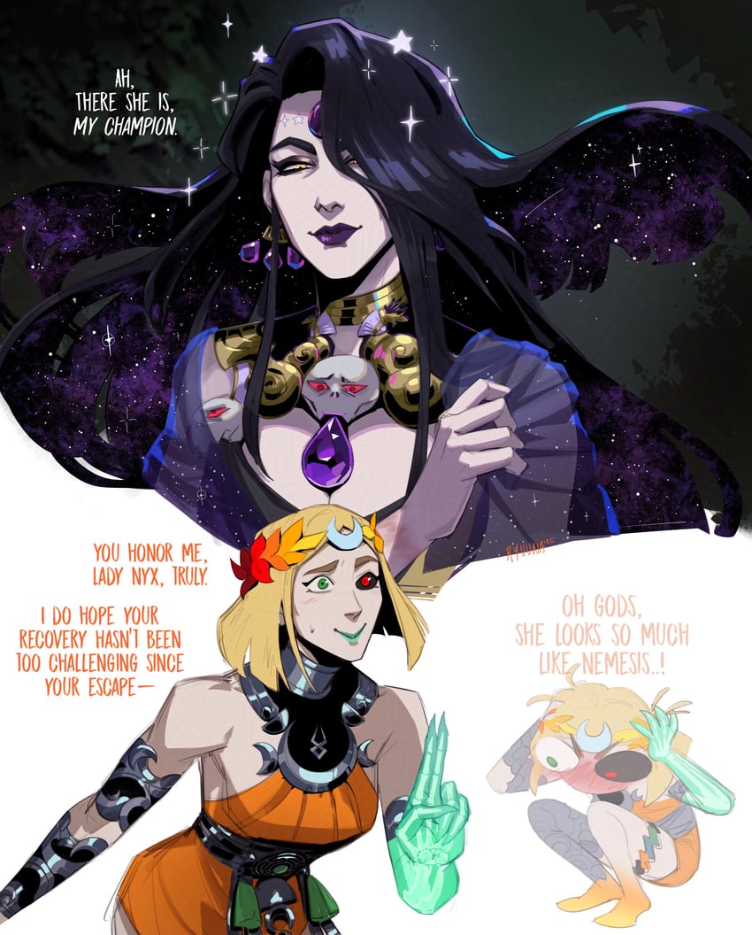 melinoe and nyx (hades and 2 more) drawn by grace_kim_(ryuuna)