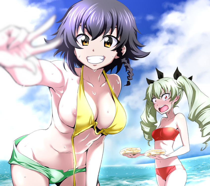 anchovy and pepperoni (girls und panzer) drawn by nakahira_guy