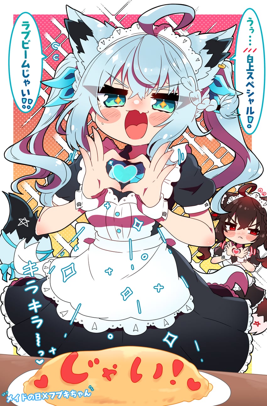 shirakami fubuki and kurokami fubuki (hololive) drawn by sakuramochi_(sakura_frappe)