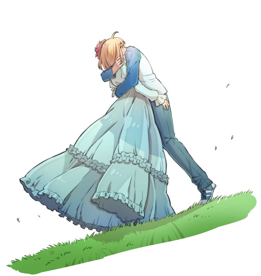 artoria pendragon, saber, and emiya shirou (fate and 2 more) drawn by baige_1028