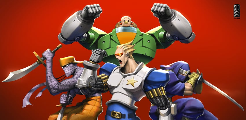 captain commando, hoover, shou, and jennety (captain commando) drawn by cho_yonghee
