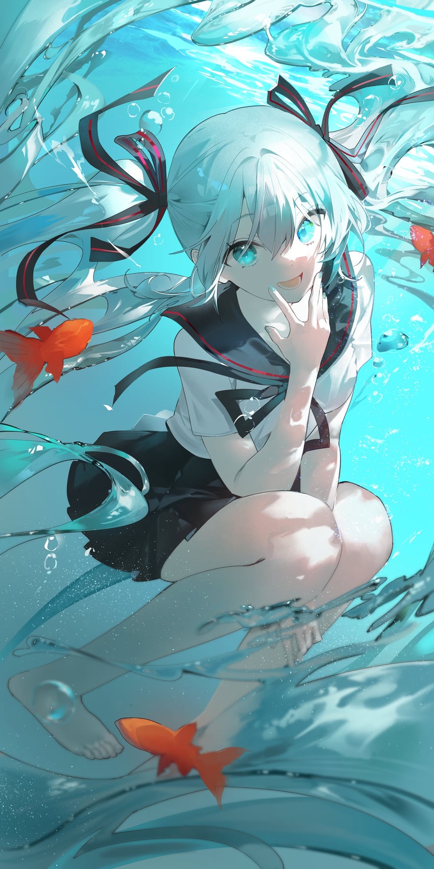 hatsune miku and bottle miku (vocaloid) drawn by buri_(retty9349)