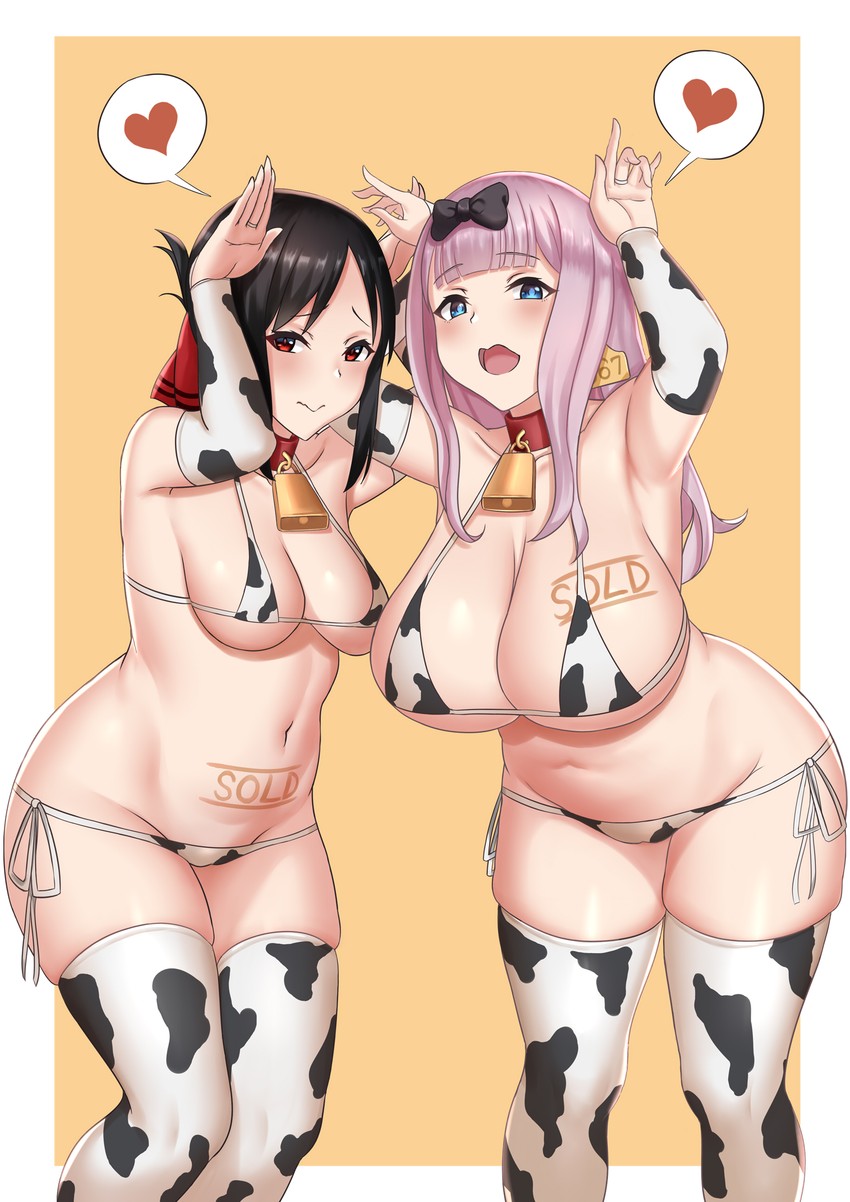 shinomiya kaguya and fujiwara chika (kaguya-sama wa kokurasetai ~tensai-tachi no renai zunousen~) drawn by liuli_liuli