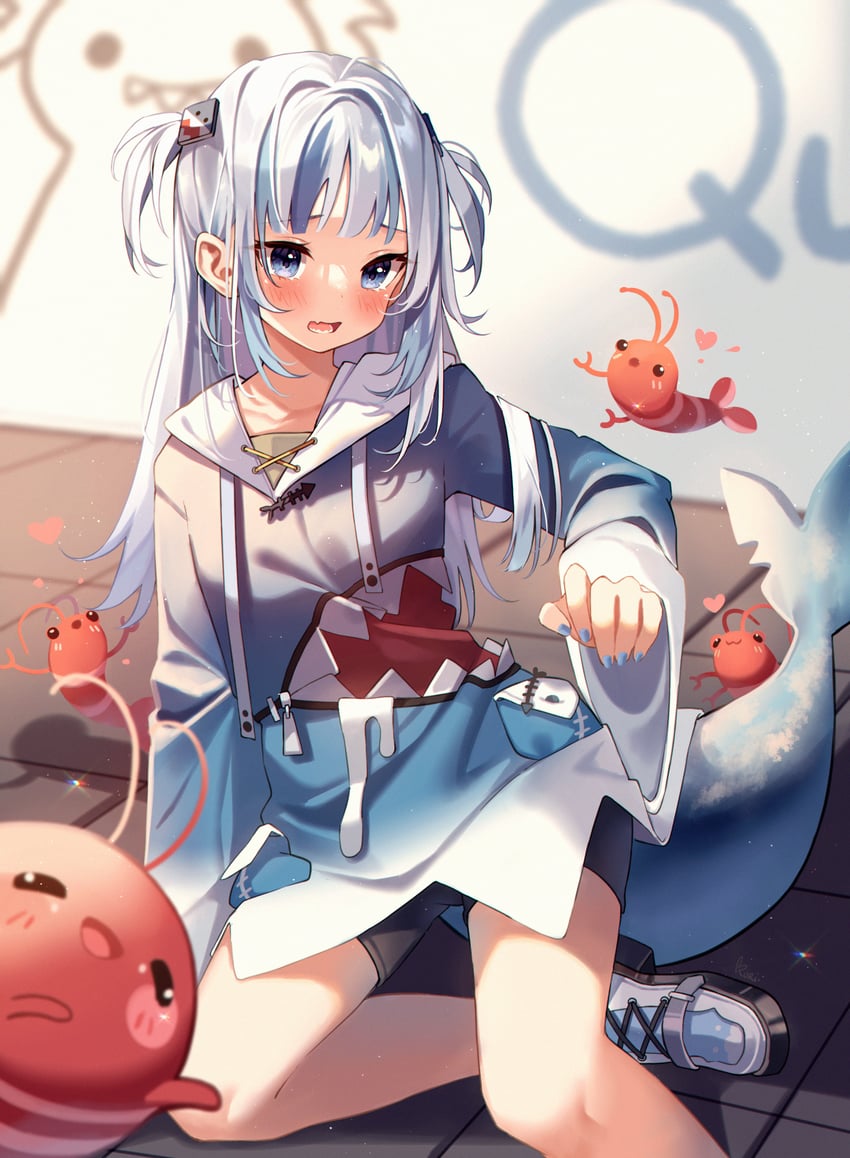 gawr gura and ebi-chan (hololive and 1 more) drawn by kuri_(animejpholic)