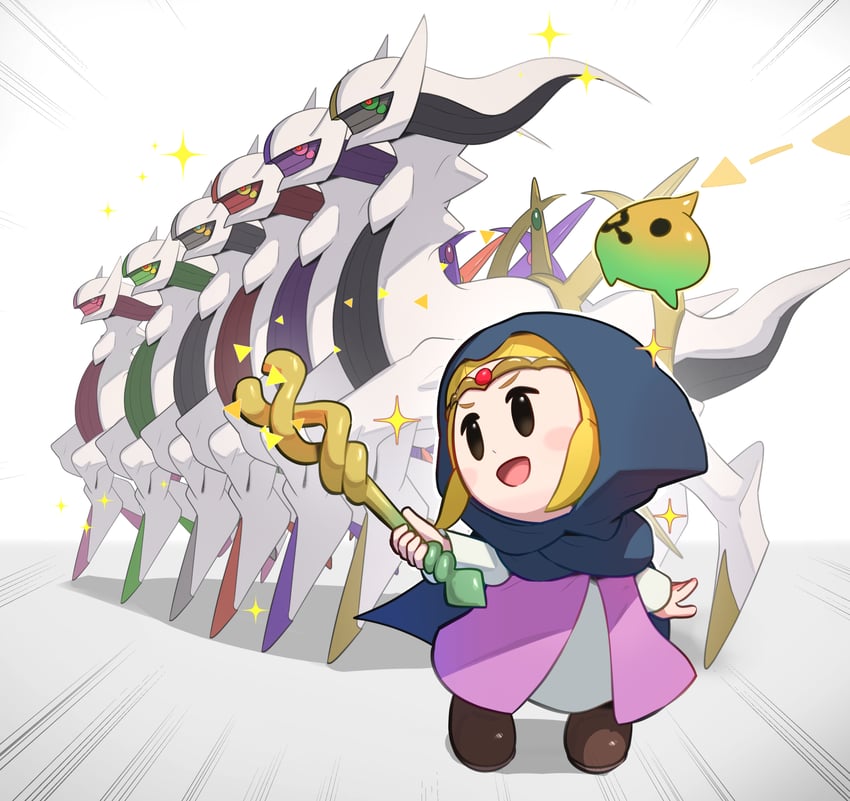 princess zelda, arceus, and tri (pokemon and 2 more) drawn by gonzarez