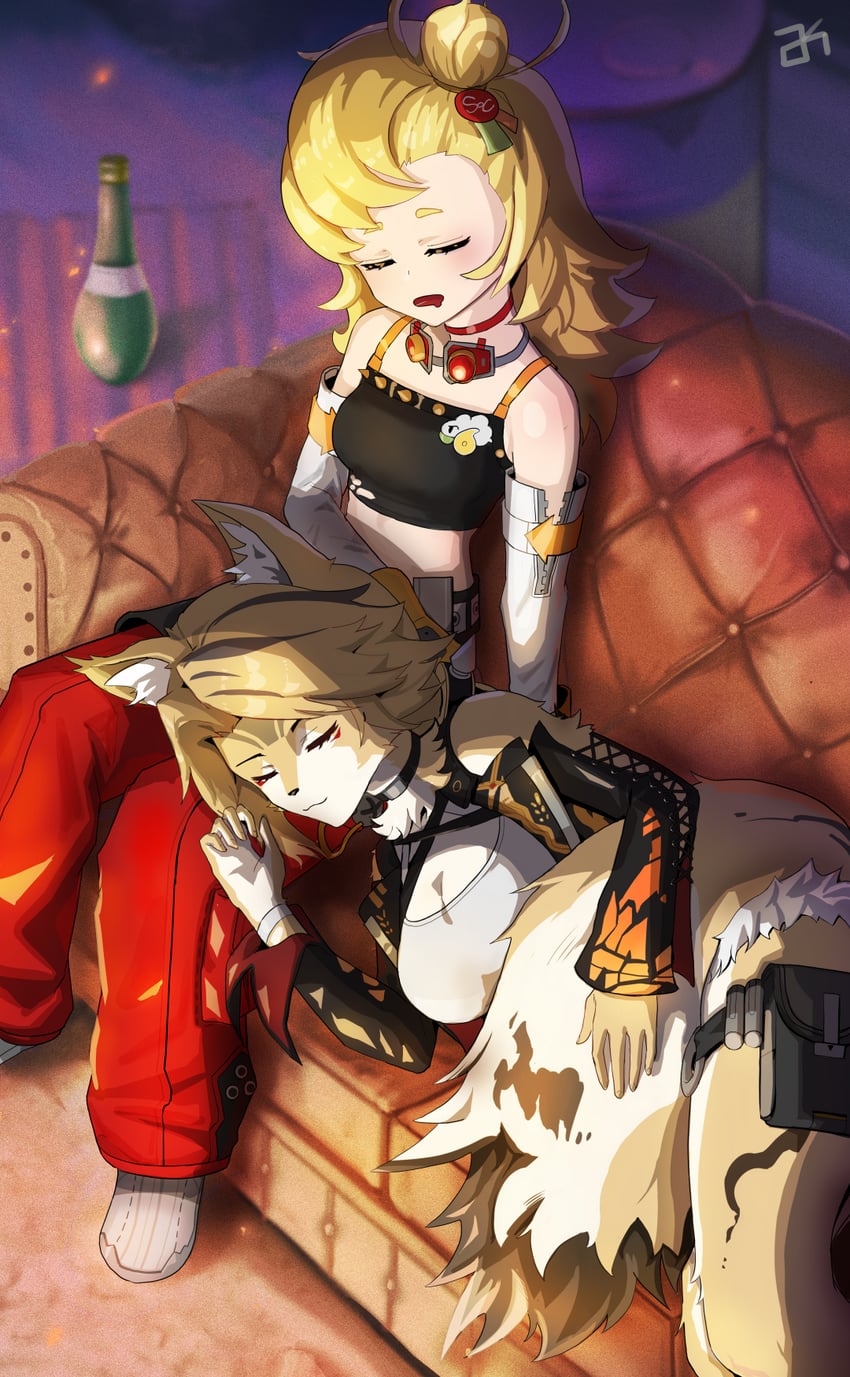piper wheel and pulchra fellini (zenless zone zero) drawn by geumsu_(njvu7233)