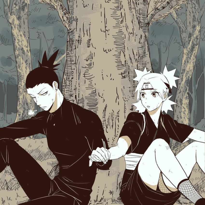 temari and nara shikamaru (naruto and 1 more) drawn by sna9_104