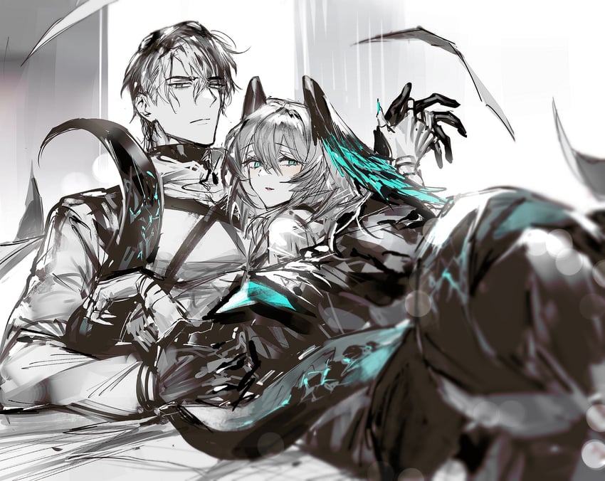 doctor, ho'olheyak, and male doctor (arknights) drawn by remsrar