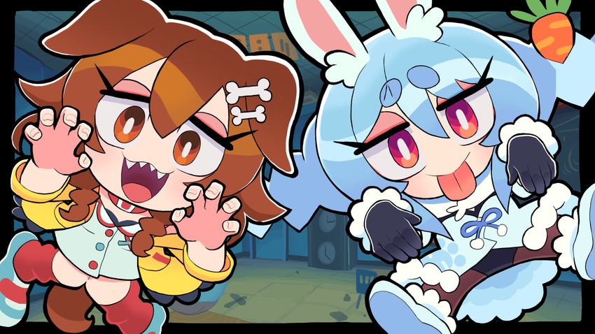 usada pekora and inugami korone (hololive) drawn by gashi-gashi