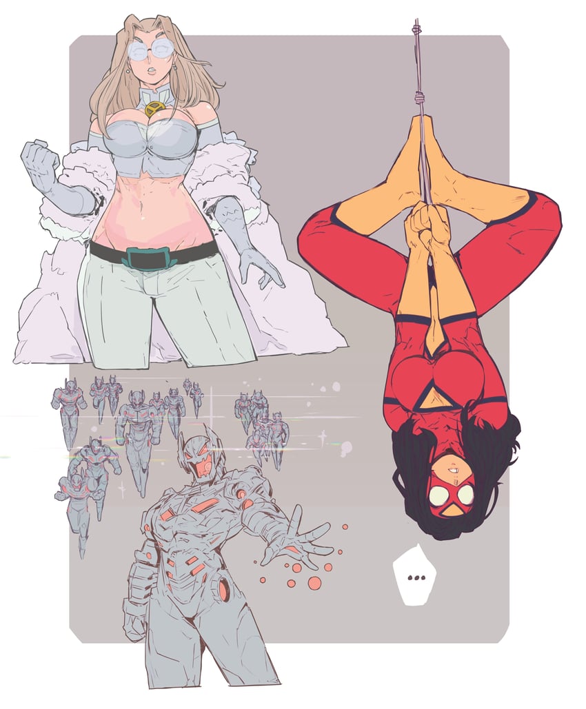 emma frost, jessica drew, and ultron (marvel and 2 more) drawn by 7_passes and michel_teru