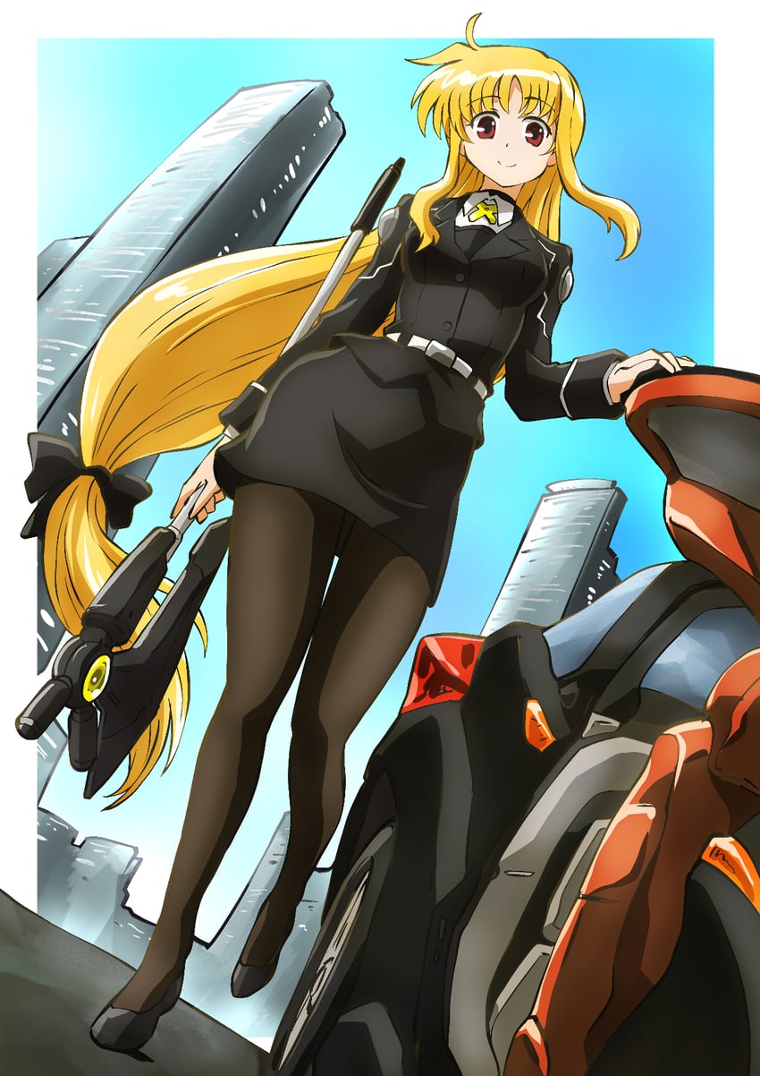 fate testarossa and bardiche (lyrical nanoha and 1 more) drawn by taiga_hiroyuki