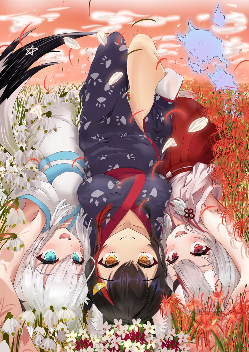 shirakami fubuki, ookami mio, and nakiri ayame (hololive) drawn by user_mfxx2383