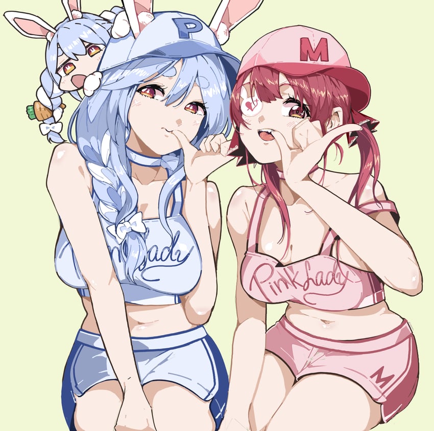 houshou marine, usada pekora, and pekomama (hololive) drawn by panyatteria