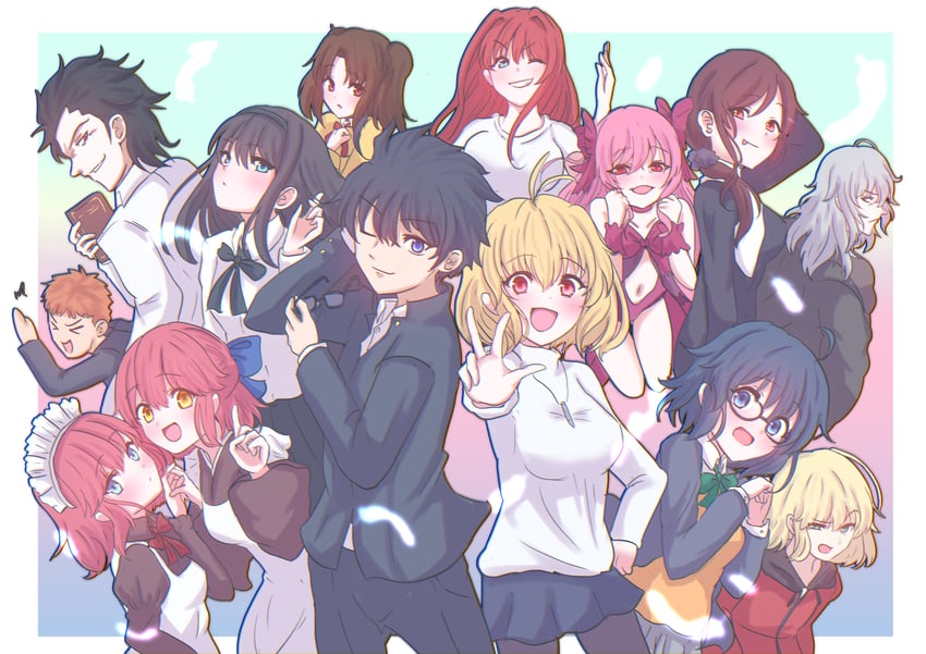 arcueid brunestud, ciel, tohno akiha, aozaki aoko, kohaku, and 9 more (tsukihime) drawn by giorgio_(yo_sumire_sola1)