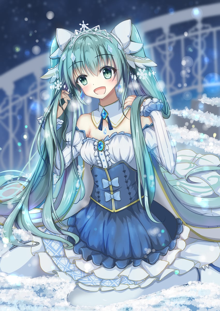 hatsune miku and yuki miku (vocaloid) drawn by mashiro_yuu_(yu_arikui)