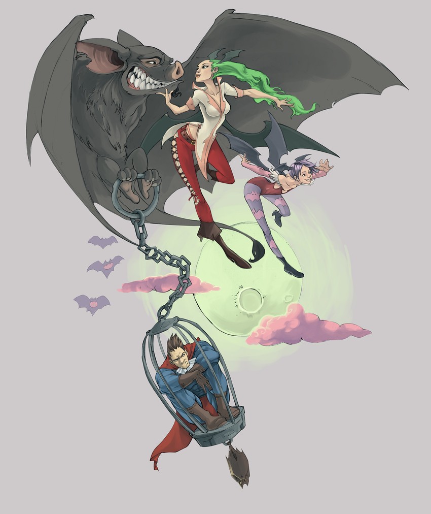 morrigan aensland, lilith, and demitri maximoff (darkstalkers) drawn by kobus_faber