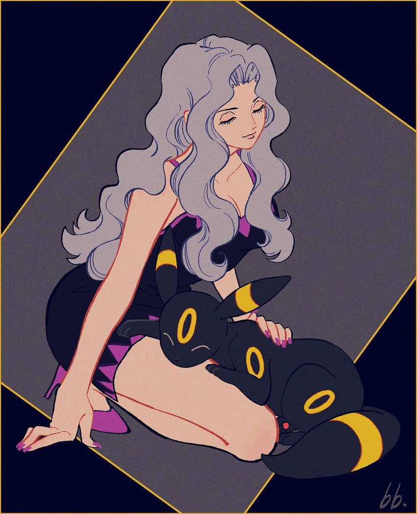 umbreon and karen (pokemon and 1 more) drawn by kwsby_124