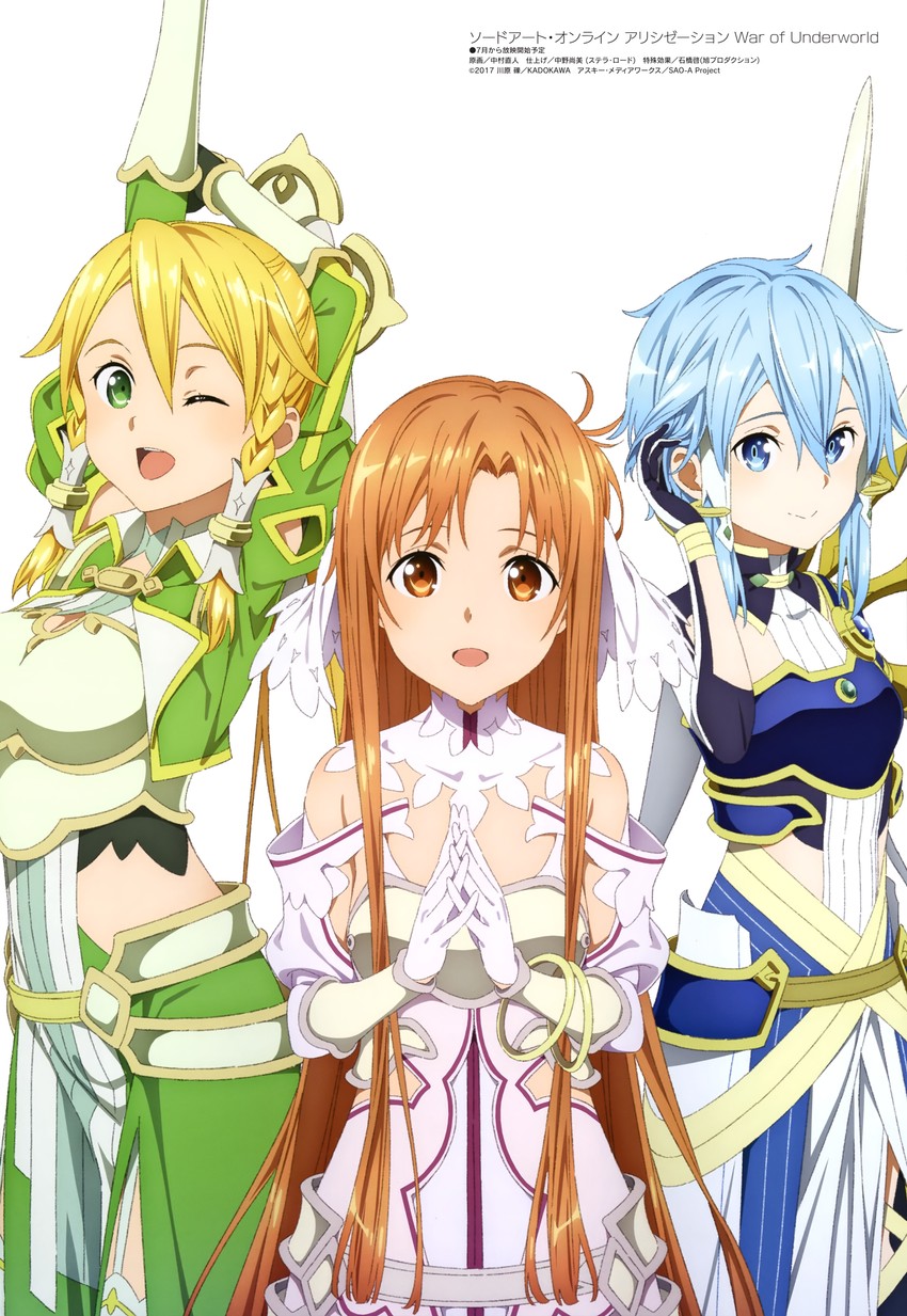 asuna, sinon, and leafa (sword art online and 3 more) drawn by nakamura_naoto