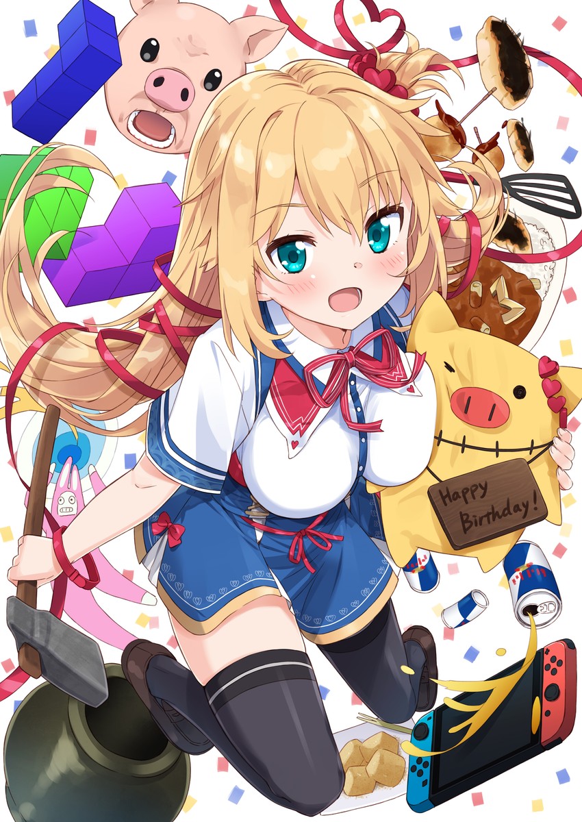 akai haato, haaton, and pig (hololive and 5 more) drawn by mousou_(mousou_temporary)
